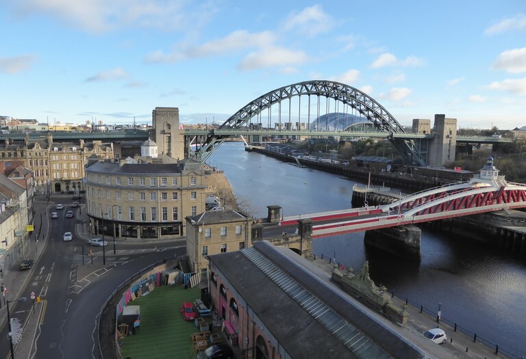 The steel and granite Tyne Bridge in the sunshine